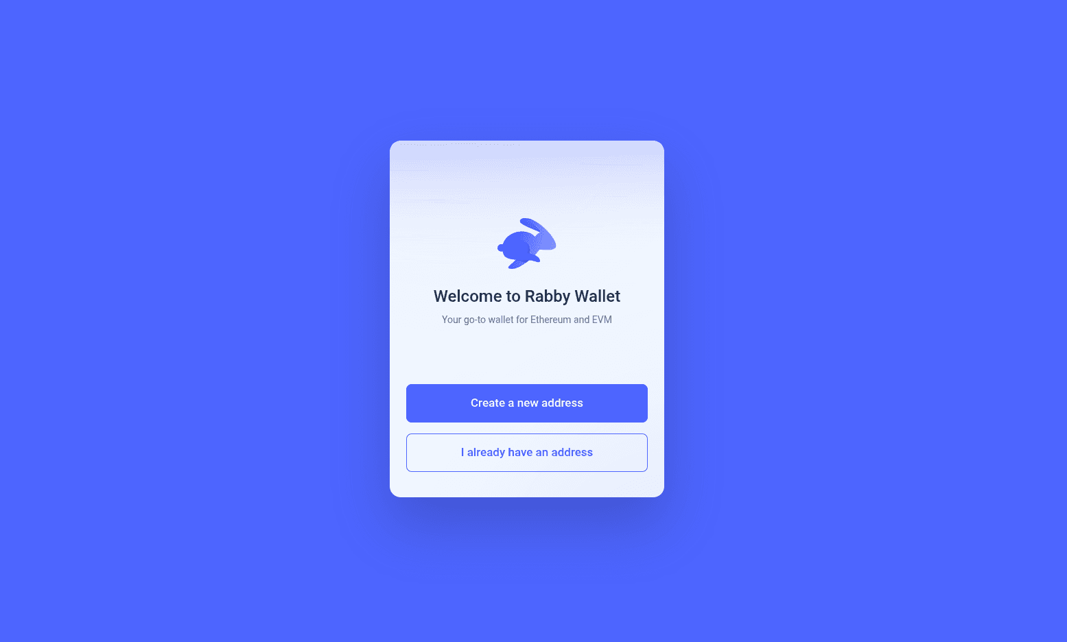 Rabby welcome screen