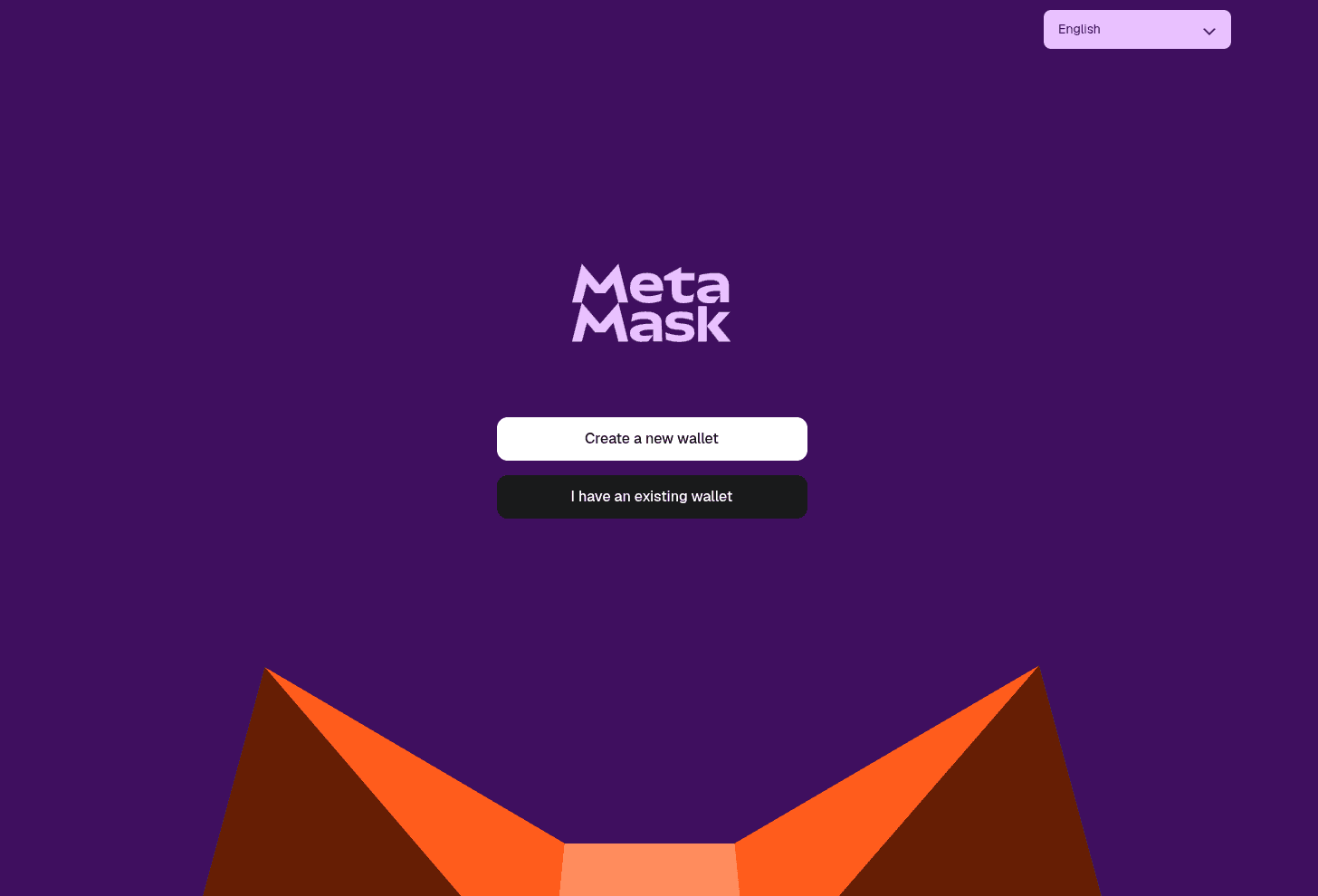 MetaMask welcome screen